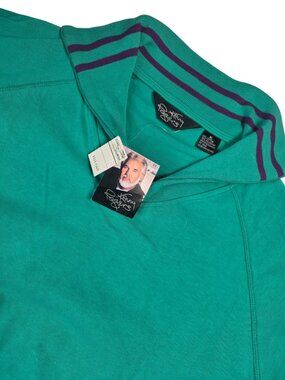 Kenny Rogers Pullover Sweatshirt Vintage 90s Teal Purple Stripe Quarter Zip XL